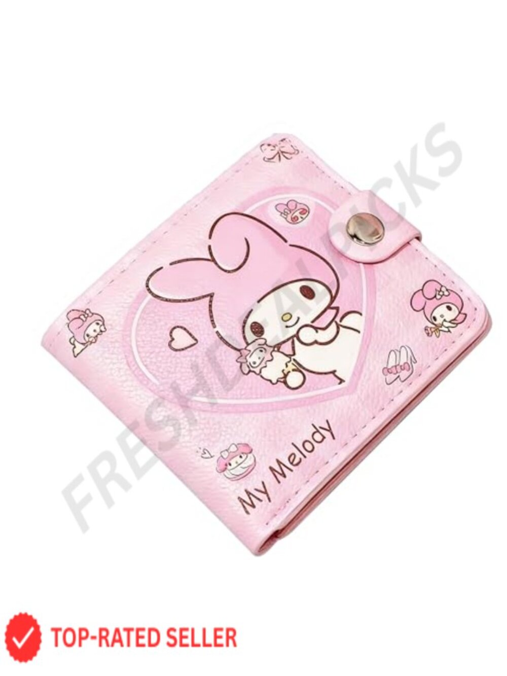 PU Leather Tri-Fold Wallet Women Cute Cartoon Kiss Lock Coin Card Pouch Clutch